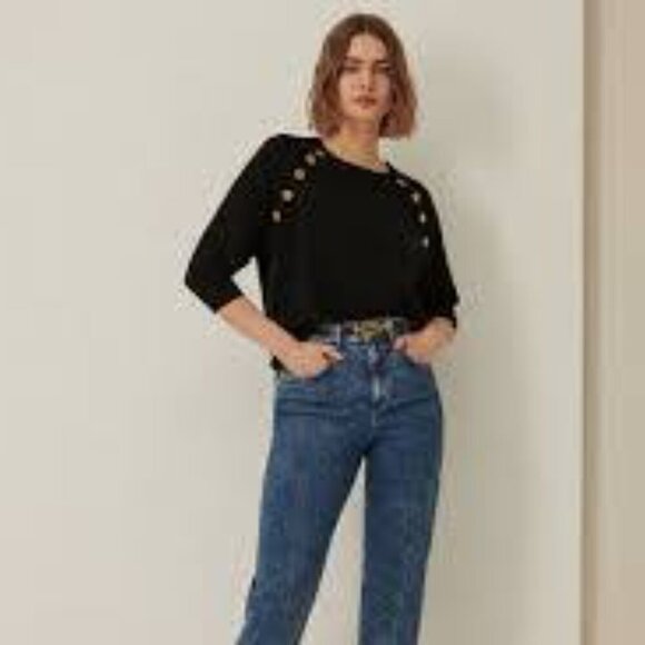 Marella Sport, Black blend, 3/4 sleeve cotton blend sweater Size - Small - Picture 2 of 15